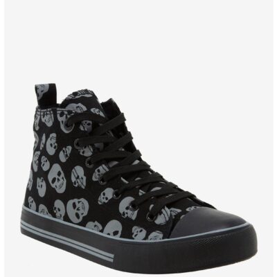 Grey Skulls Hi-Top Sneakers