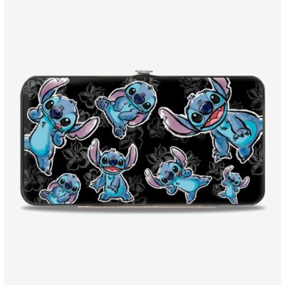 Disney Lilo and Stitch Sketched Stitch Hibiscus Hinged Wallet