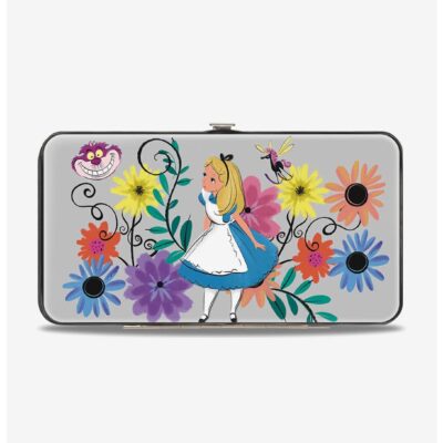 Disney Alice In Wonderland Alice Cheshire Cat Floral Hinged Wallet