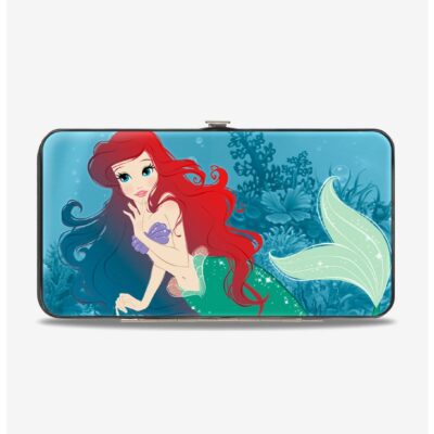 Disney The Little Mermaid Ariel Swimming Resting Poses Coral Reef Hinged Wallet