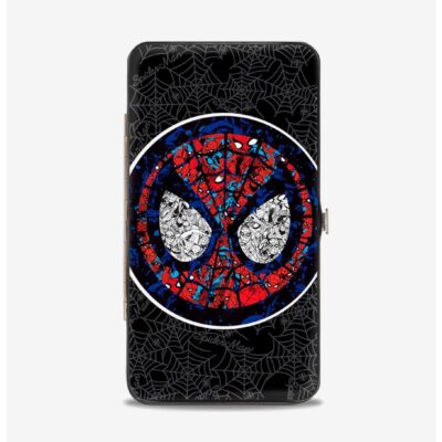 Marvel Spider-Man Stained Glass Spider-Man Face Spider Webs Hinged Wallet