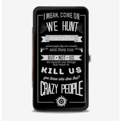 Supernatural Dean Crazy People Quote Winchester Pentagram Hinged Wallet