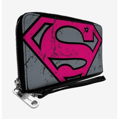 DC Comics Superman Shield Close Up Weathered Zip Around Rectangle Wallet