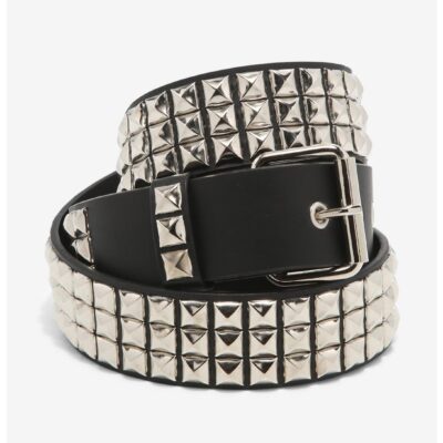 Three Row Pyramid Stud Belt Plus Size