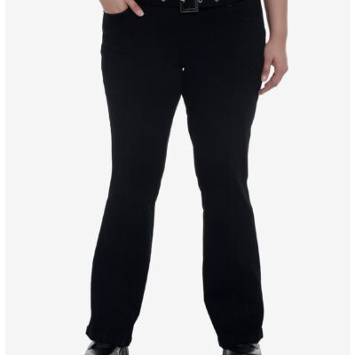 Black Low Rise Flare Denim Pants Plus Size