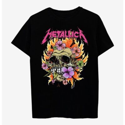 Metallica Floral Skull Boyfriend Fit Girls T-Shirt