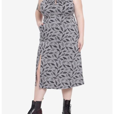 Moths Allover Print Midi Dress Plus Size