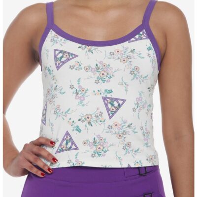 Harry Potter Deathly Hallows Floral Girls Crop Cami