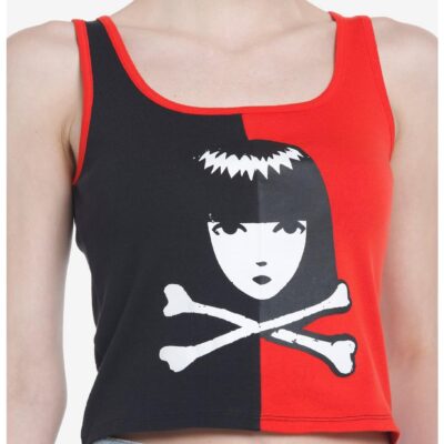 Emily The Strange Split Girls Crop Tank Top