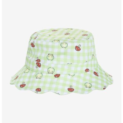 Frog & Mushroom Gingham Bucket Hat