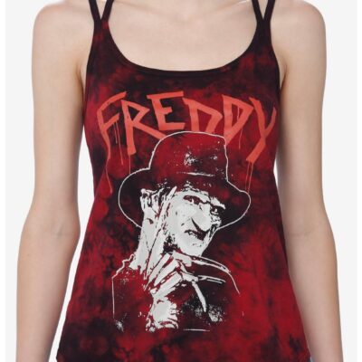 A Nightmare On Elm Street Freddy Tie-Dye Strappy Girls Tank Top