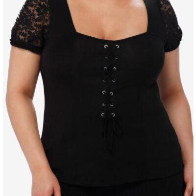 Cosmic Aura Black Lace-Up Girls Top Plus Size