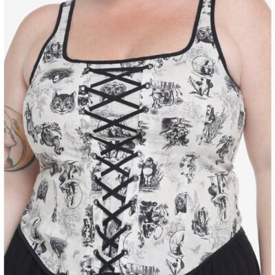 Thorn & Fable Through The Looking Glass Sketch Girls Corset Top Plus Size