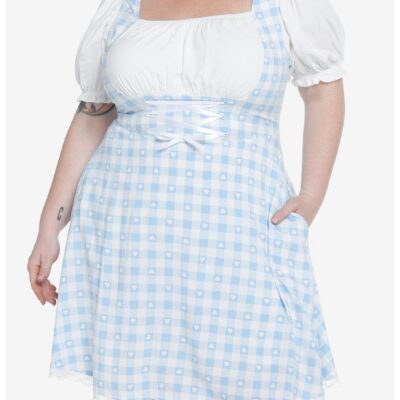 Sweet Society Blue & White Gingham Corset Dress Plus Size