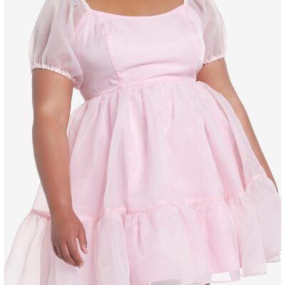 Sweet Society Pink Organza Tiered Dress Plus Size