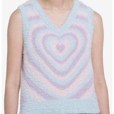 Sweet Society Pastel Hearts Fuzzy Girls Sweater Vest