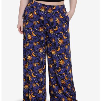 Celestial Sun & Moon Wide Leg Pants Plus Size