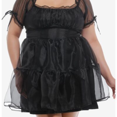 Thorn & Fable® Black Organza Tiered Dress Plus Size