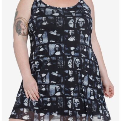 Social Collision Zombie Mona Lisa Mesh Mini Dress Plus Size