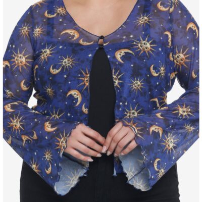 Cosmic Aura Blue Celestial Girls Crop Shrug Plus Size