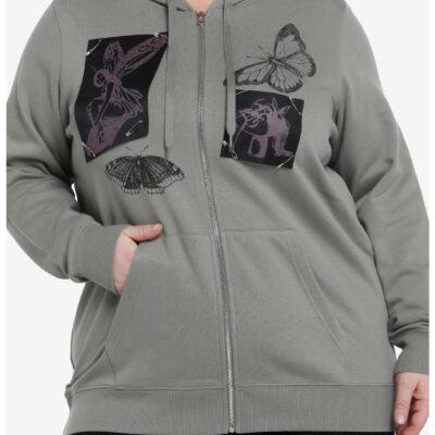 Thorn & Fable Forest Fairies & Butterflies Girls Zip-Up Hoodie Plus Size