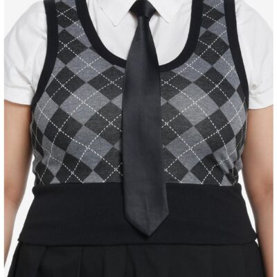 Social Collision Argyle Vest Girls Woven Twofer Plus Size