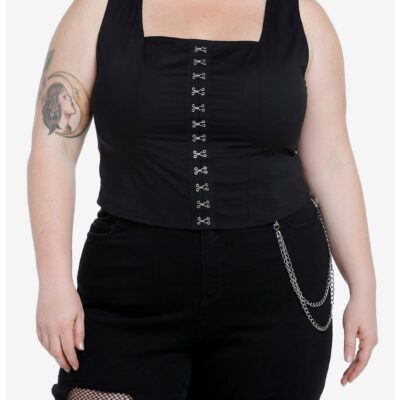 Social Collision Black Hook-And-Eye Corset Girls Tank Top Plus Size