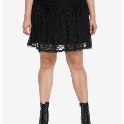 Cosmic Aura Black Lace Overlay Skirt Plus Size