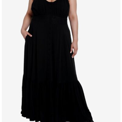 Cosmic Aura Black Lace Maxi Dress Plus Size