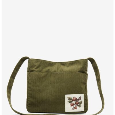 Grunge Mushroom Corduroy Crossbody Tote Bag