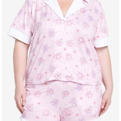 Kawaii Sakura Bunny Ears Girls Button-Up Lounge Top Plus Size