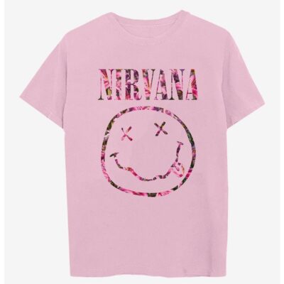 Nirvana Floral Smile Logo Boyfriend Fit Girls T-Shirt