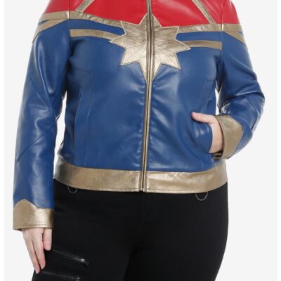 Her Universe Marvel The Marvels Captain Marvel Faux Leather Girls Jacket Plus Size