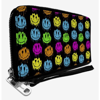 Smiley Faces Melted Mini Repeat Zip Around Wallet