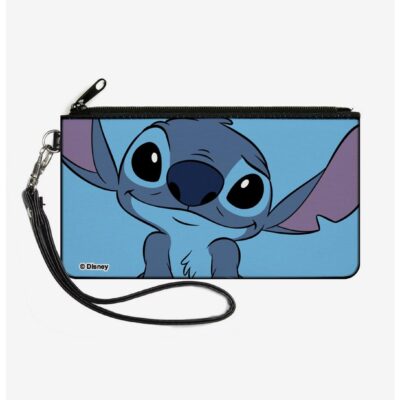 Disney Lilo & Stitch Sweet Smiling Pose Close Up Canvas Zip Clutch Wallet