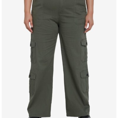 Social Collision Olive Cargo Pants With Belt Plus Size