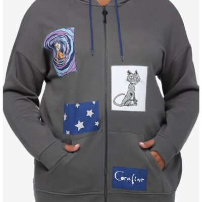 Coraline Patch Girls Oversized Hoodie Plus Size