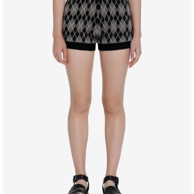 Cosmic Aura Goth Argyle Knit Girls Shorts