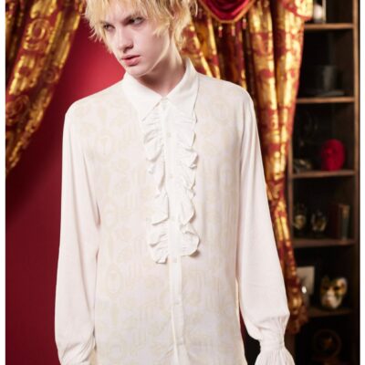 Interview With The Vampire Icons Ruffle Long-Sleeve Woven Button-Up