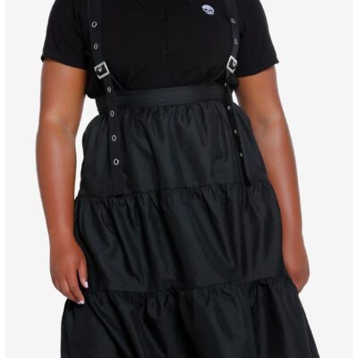 Cosmic Aura Black Tiered Suspender Skirt Plus Size