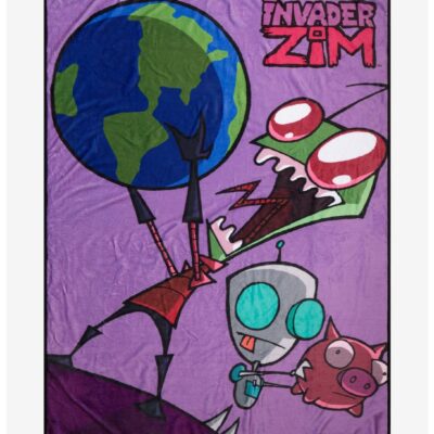 Invader Zim Holding Earth Throw Blanket