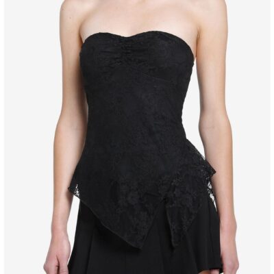 Black Lace Hanky Hem Tube Top