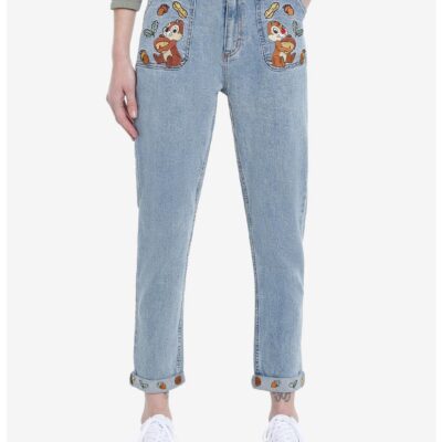 Disney Chip ‘N’ Dale Embroidered Mom Jeans