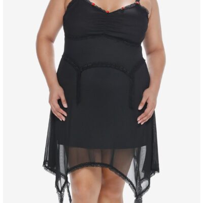 Cosmic Aura Rose Lace Hanky Hem Dress Plus Size