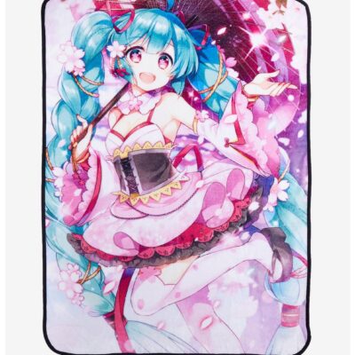 Hatsune Miku Cherry Blossom Throw Blanket