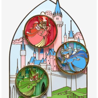 Loungefly Disney Sleeping Beauty Three Fairies Sliding 3 Inch Enamel Pin