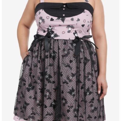 My Melody & Kuromi Lolita Mesh Lace-Up Dress Plus Size