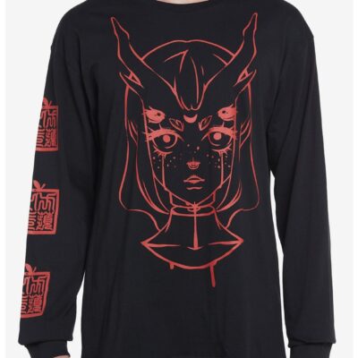 Deer Demon Girl Long-Sleeve T-Shirt By Square Apple Studios