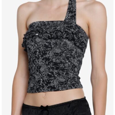 Black & White Floral Neck Wrap Girls Tube Top