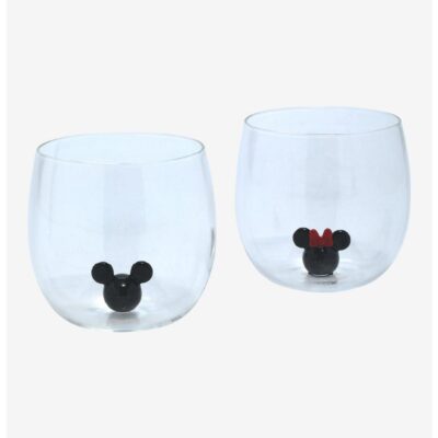 Disney Mickey Mouse & Minnie Mouse 3D Icon Stemless Glass Set